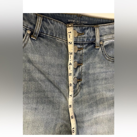 Chico's Women’s Size 0 US 4 Wide Leg Crop Exposed Button Fly Raw Hem Denim Jeans - Picture 9 of 11